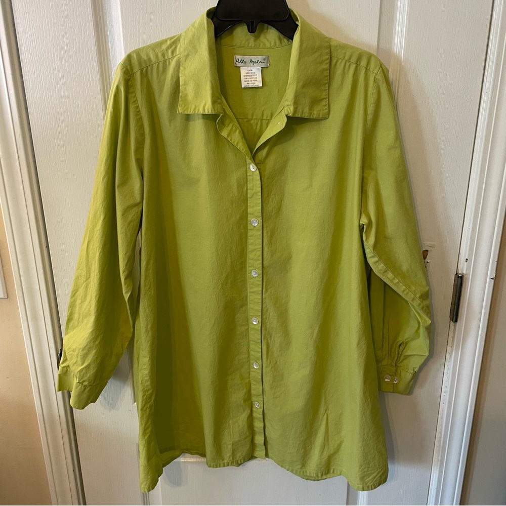 Ulla Popken Light Green Cotton Shirt 12-14